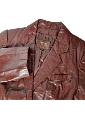 JCPenney Burgundy Leather Blazer Jacket Size 14
